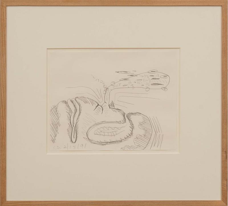 Appraisal: CARROLL DUNHAM b UNTITLED Pencil on paper signed with initials