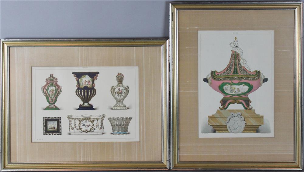 Appraisal: A PAIR OF SEVRES COLORED ENGRAVINGS x in and x