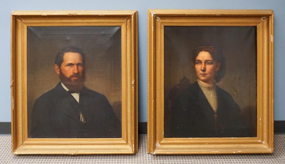 Appraisal: American School Mid th Century Pair Portraits of John Frankly