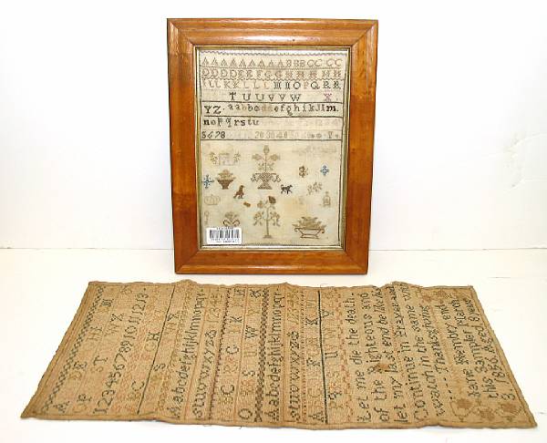 Appraisal: Two English alphabet samplers early th century The first worked