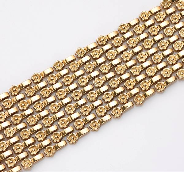 Appraisal: An eighteen karat gold wide bracelet Oro Fiorentino weighing approximately