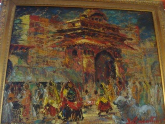 Appraisal: Oil on Canvas of Indian Scene of Gates of Delhi