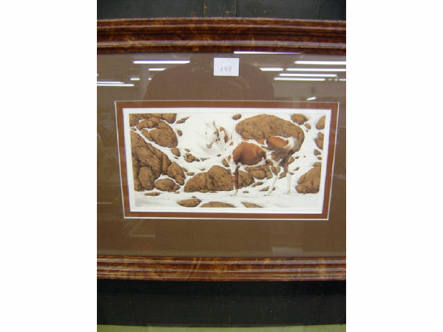 Appraisal: BEV DOOLITTLE PRINT - HORSE IN SNOW