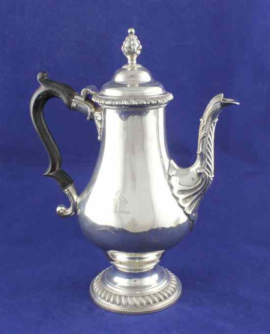 Appraisal: A George III silver pedestal coffee pot of baluster form