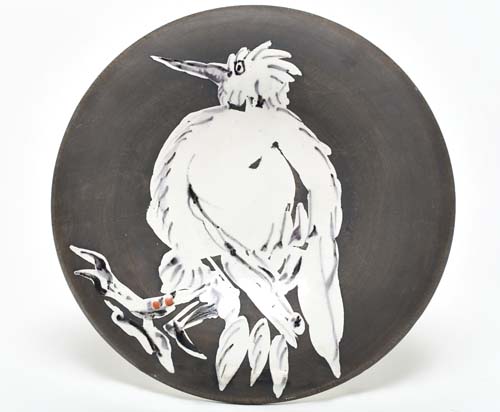 Appraisal: PABLO PICASSO Bird no Glazed terre de fai nce round