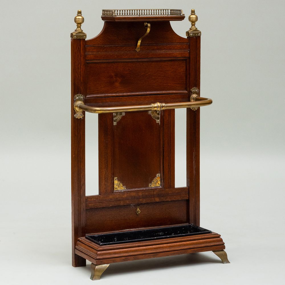 Appraisal: Victorian Brass-Mounted Mahogany Umbrella Stand attributed to James Shoolbred Co