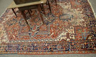 Appraisal: Heriz Oriental area rug wear ' x ' Heriz Oriental