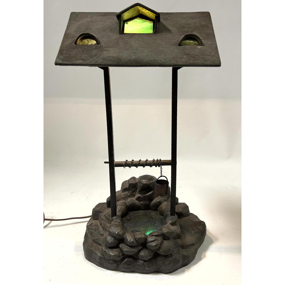 Appraisal: Germany Cold Painted Metal Table Lamp Wishing Well Dimensions H