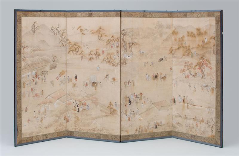 Appraisal: JAPANESE FOUR PANEL SCREEN Each panel x in Collection of