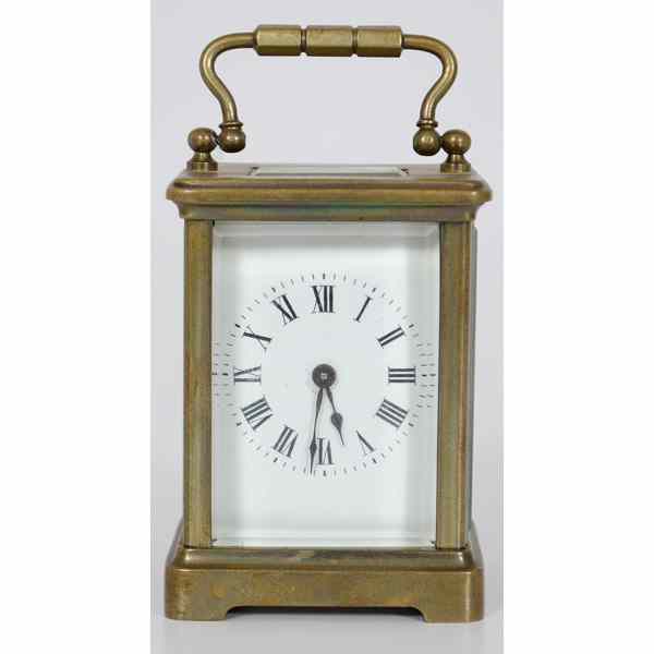 Appraisal: Miniature Carriage Clock French th century A miniature brass carriage