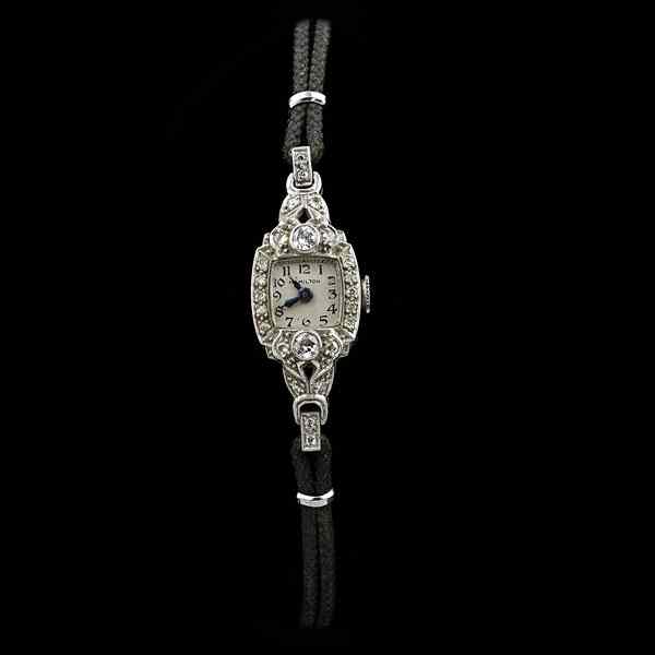 Appraisal: Petite Hamilton Diamond Watch with Rope Clasp A platinum petite