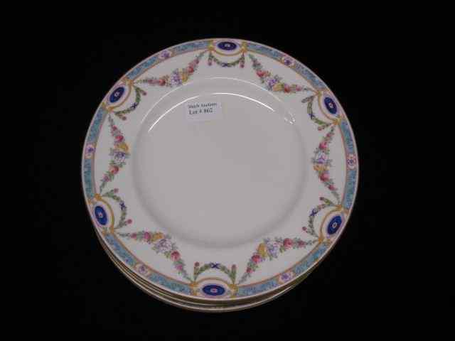 Appraisal: Royal Worcester Porcelain Plates enameled with floral garland '' excellent