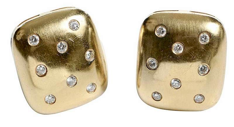 Appraisal: kt Gold Diamond Earclips each with eight round brilliant diamonds