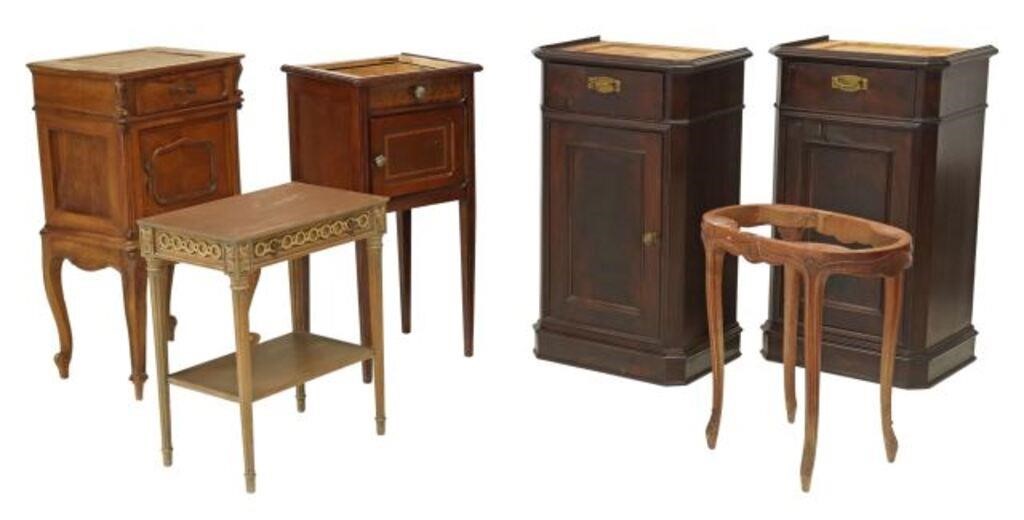 Appraisal: lot of French furniture lacking marble tops pair bedside cabinets