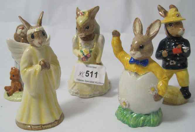 Appraisal: Royal Doulton Bunnykins figures Bride DB Fireman DB Easter Greetings