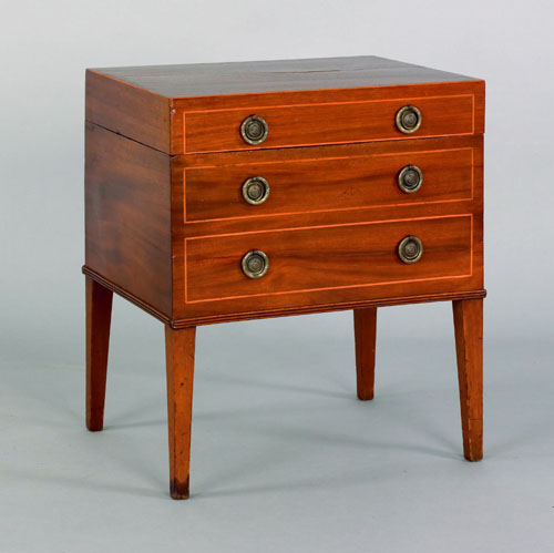 Appraisal: Regency mahogany cellarette ca with a banded top and square