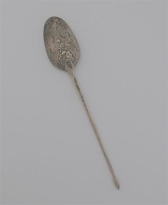 Appraisal: A George II III fancy-back mote spoon pierced with scrolls