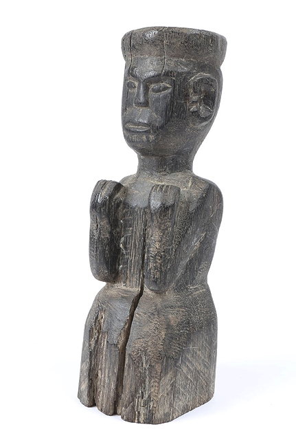 Appraisal: AN OLD AFRICAN TRIBAL CARVED WOOD FIGURE of a male