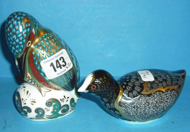 Appraisal: Royal Crown Derby Paperweights Kedleston Kingfisher And Chatsworth Coot with