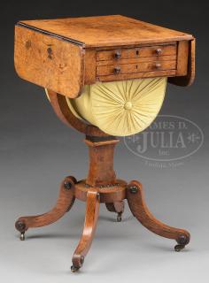 Appraisal: REGENCY MAHOGANY SEWING TABLE REGENCY MAHOGANY SEWING TABLE st quarter