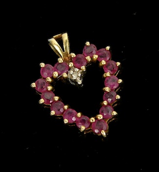 Appraisal: A Heart Shape Pendant with Sapphires Rubies and Diamonds k