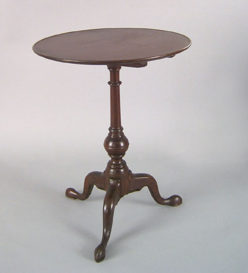 Appraisal: Pennsylvania Queen Anne mahogany candlestand ca the dish top tilting