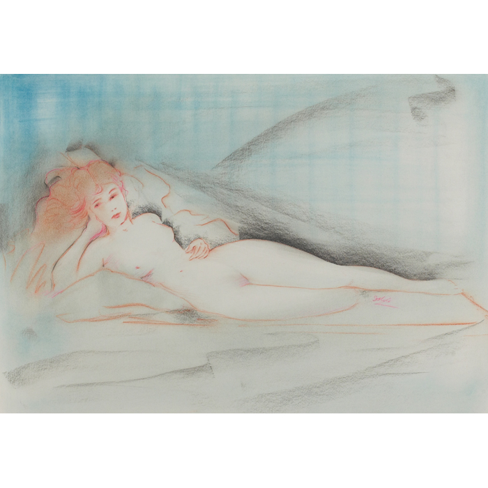 Appraisal: Leon Louie Dolice German American - Reclining Nude pastel on