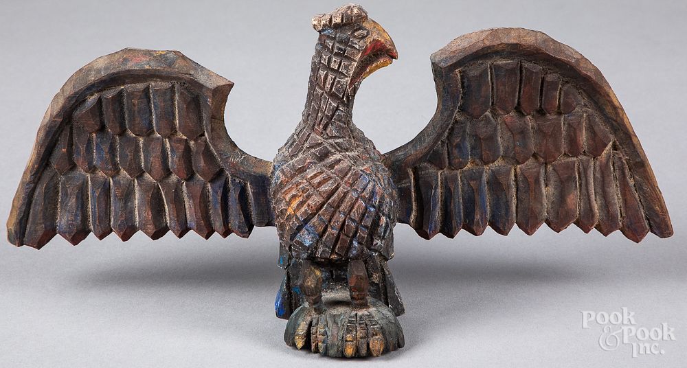 Appraisal: Carved and painted Schimmel style eagle Carved and painted Schimmel