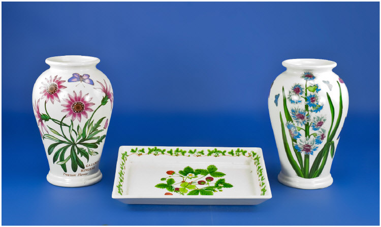 Appraisal: Portmeirion Pottery Botanical Gardens Vases Plus small butter dish -