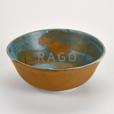 Appraisal: TOSHIKO TAKAEZU - Stoneware bowl with blue and brown glaze