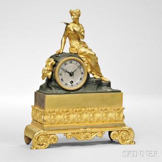 Appraisal: Diminutive LeRoy Gilt-brass Figural Mantel Clock Paris c classical woman