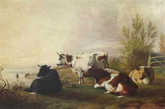 Appraisal: Follower of Thomas Sidney Cooper oil on board Cattle in