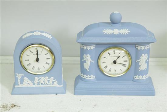 Appraisal: TWO WEDGWOOD JASPERWARE CLOCKS One decorated with cherubs Back marked