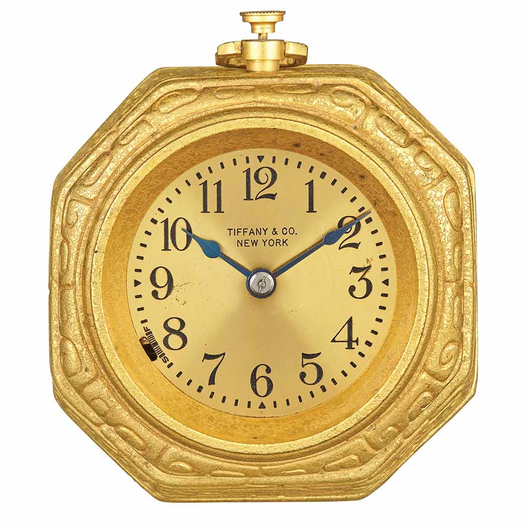 Appraisal: Tiffany Studios Gilt-Bronze Desk Clock First quarter of the th