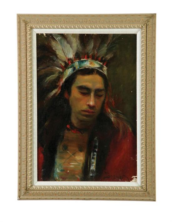 Appraisal: PORTRAIT OF AN AMERICAN INDIAN SIGNED BOSWORTH AMERICAN SCHOOL ST