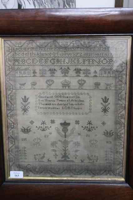 Appraisal: A TH CENTURY NEEDLEWORK SAMPLER by Anne Caw dated in