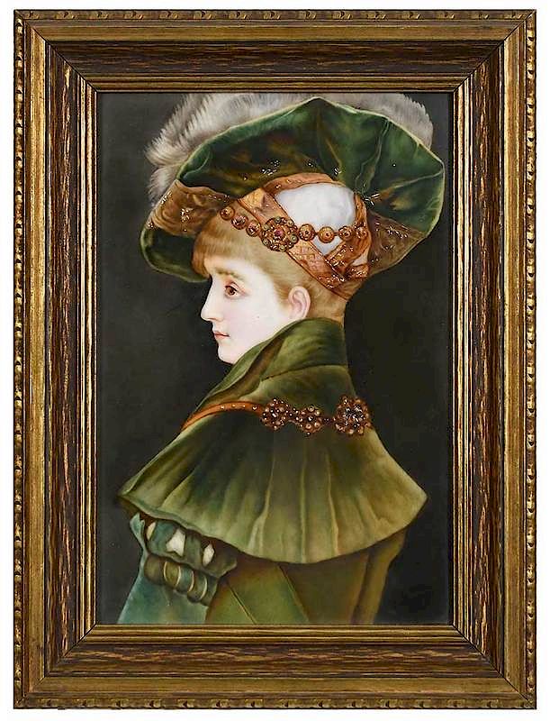 Appraisal: Signed Porcelain Plaque of Lady Continental circa inscribed front K