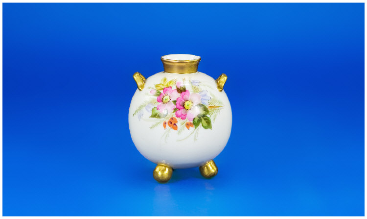 Appraisal: Royal Worcester Two Handled Small Vase Standing on Ball Feet