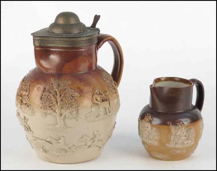 Appraisal: DOULTON LAMBETH GLAZED STONEWARE COVERED PITCHER Together with a Royal