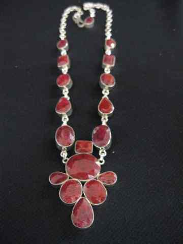 Appraisal: Ruby Necklace African gems totaling over carats in sterling silver