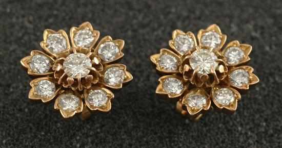 Appraisal: A pair of diamond earrings Of floral design each earring