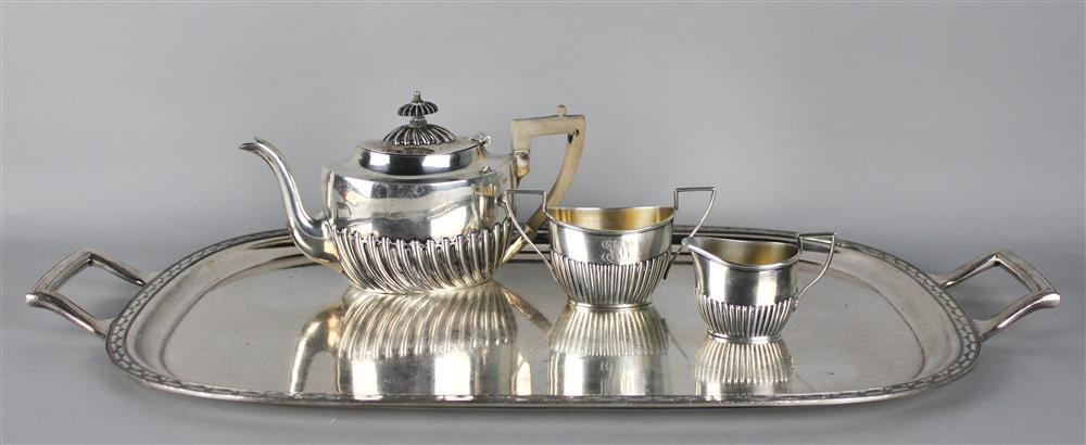 Appraisal: AN ASSEMBLED SILVER TEA SERVICE including a teapot Sheffield maker's