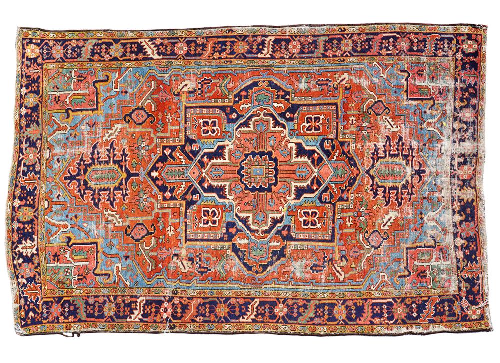 Appraisal: ANTIQUE HERIZ PERSIAN CARPETAntique Heriz Persian carpet in rust reds