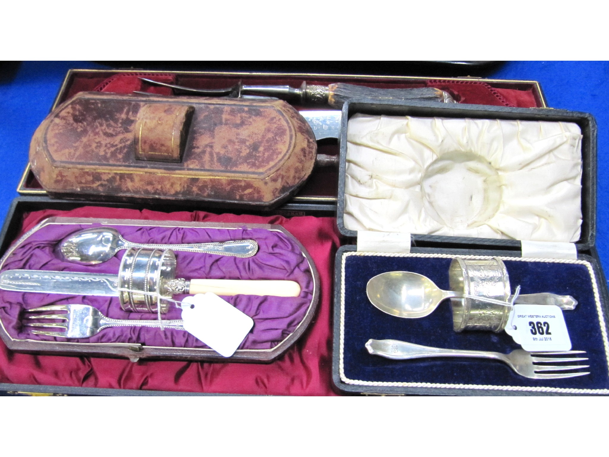 Appraisal: A lot comprising a cased silver christening set an EP