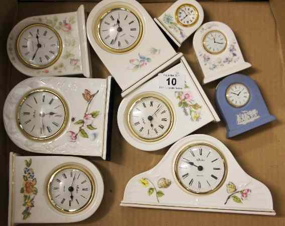 Appraisal: Tray of Aynsley and Wedgwood Clocks in Various Sizes