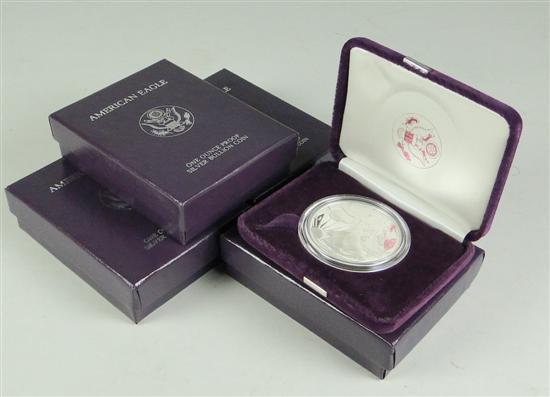 Appraisal: Two and Two Proof Silver Eagles In mint issued boxes