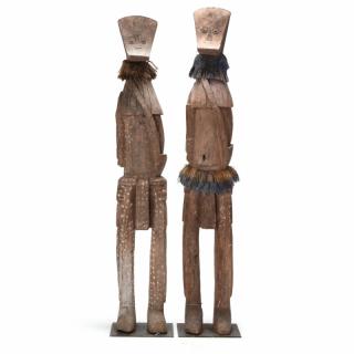 Appraisal: Ivory Coast or Mali Pair of Senufo Guardian Figures carved