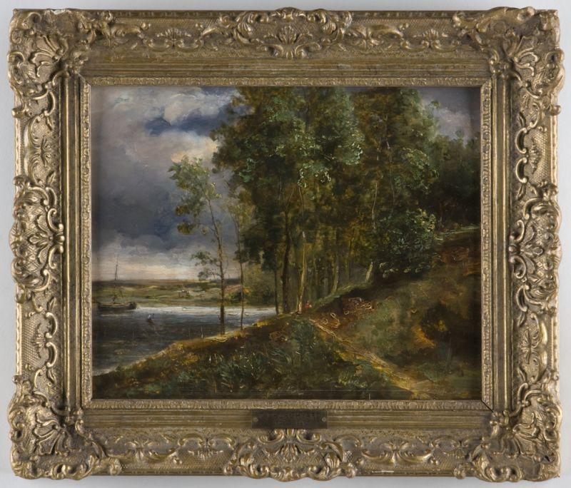 Appraisal: Thomas Churchyard Br - Landscape oil on panel unsigned pencil