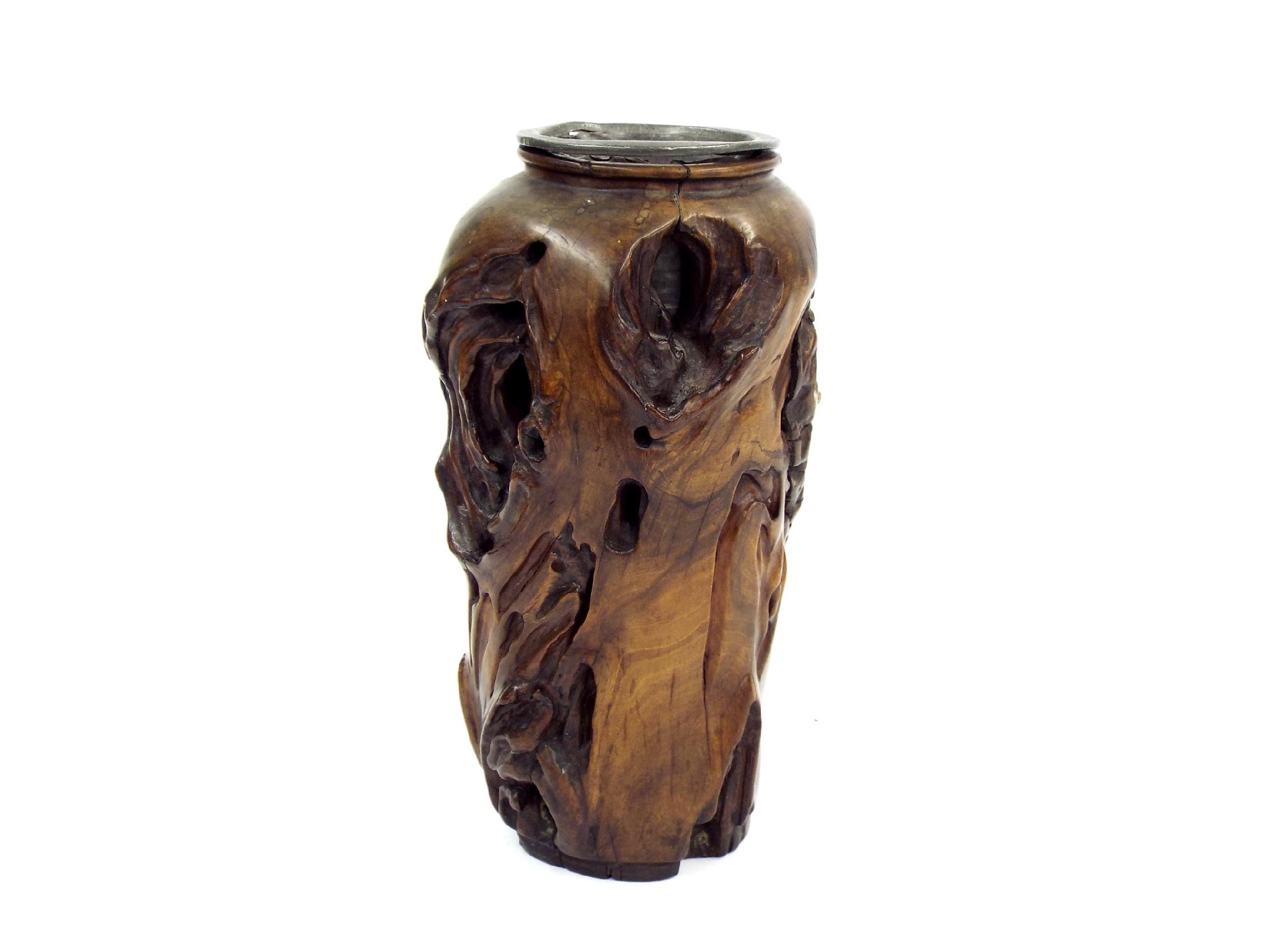 Appraisal: Interesting Oriental root carved vessel vase high