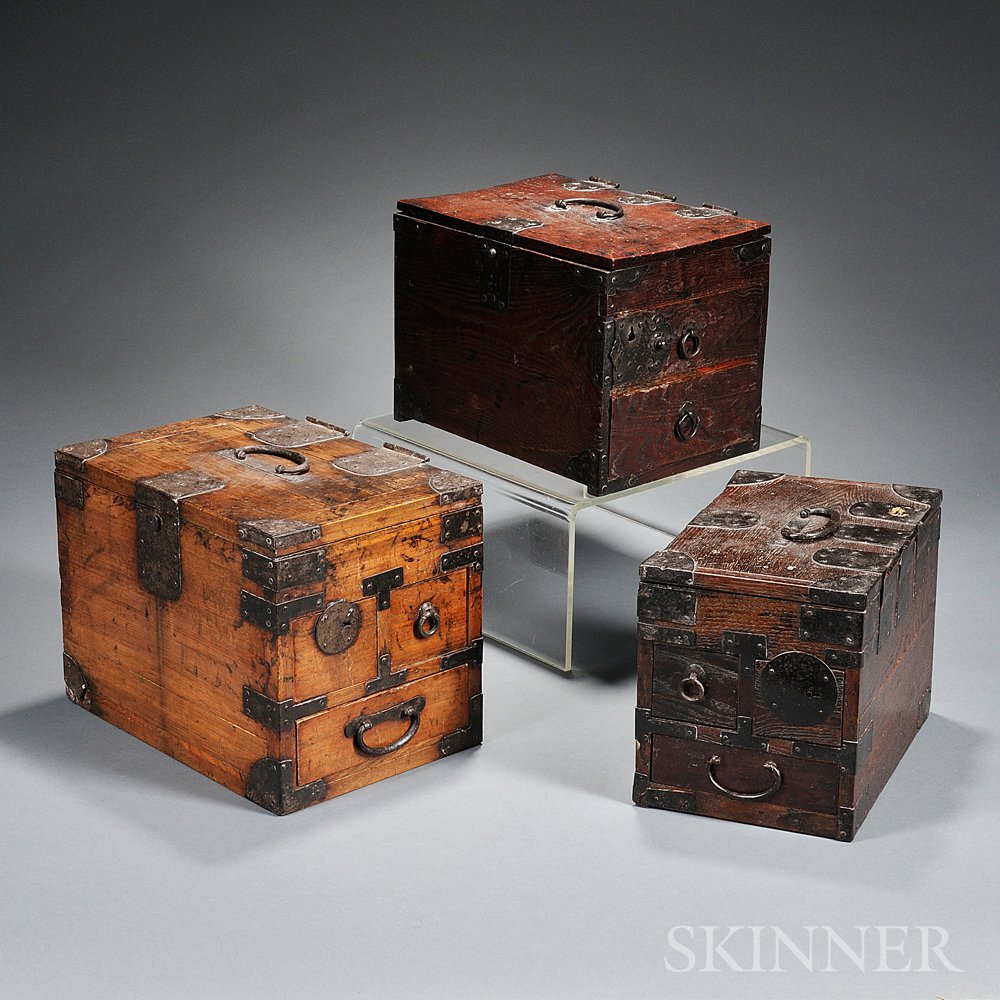 Appraisal: Three Portable Calligraphy Boxes Japan th th century the hinged